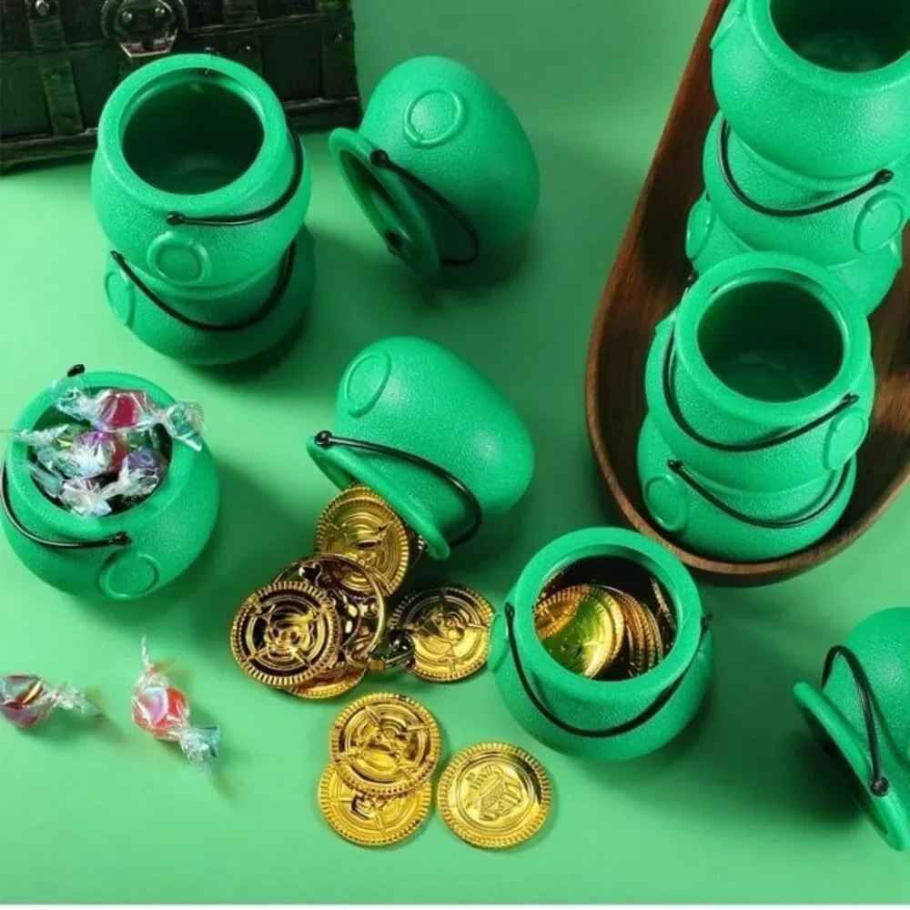 New 80‎ Pcs St Patrick Day Plastic Cauldron with Handle Witches Cauldron 80 pack